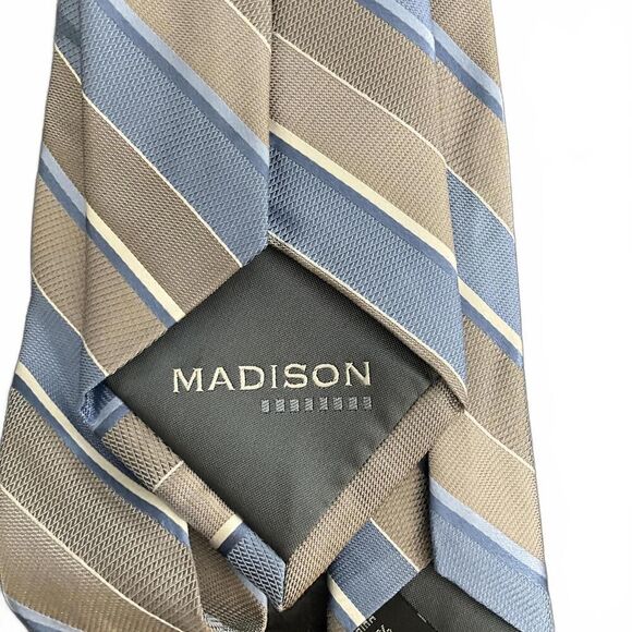 Lot of 3 Men's Neck Ties Dockers, Madison, Polo Silk Blue White Yellow - Picture 8 of 9